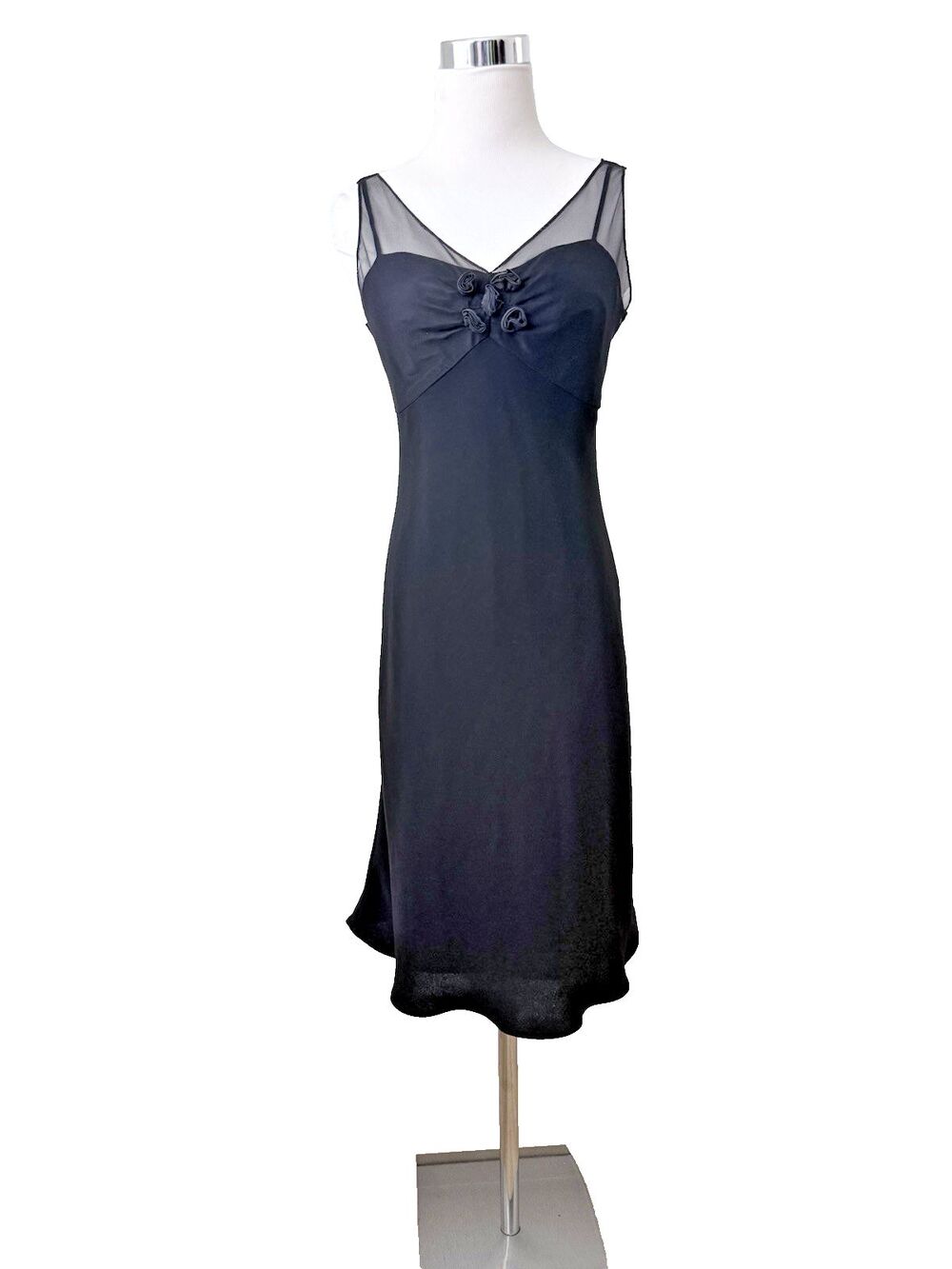 VTG 90s Y2K Evan Picone Bias Slip Dress 4 Silk Mesh Whimsigoth Romantic Vampire